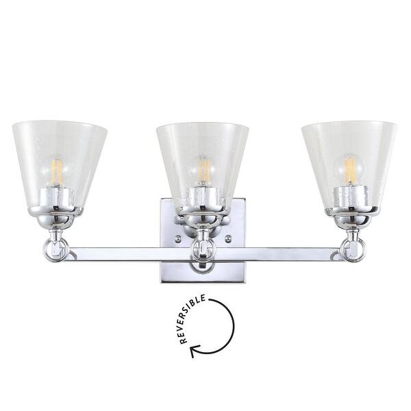 Florence 21" 3light Hurricane Metal/Glass Vanity Light, Chrome by JONATHAN Y Overstock 35663567